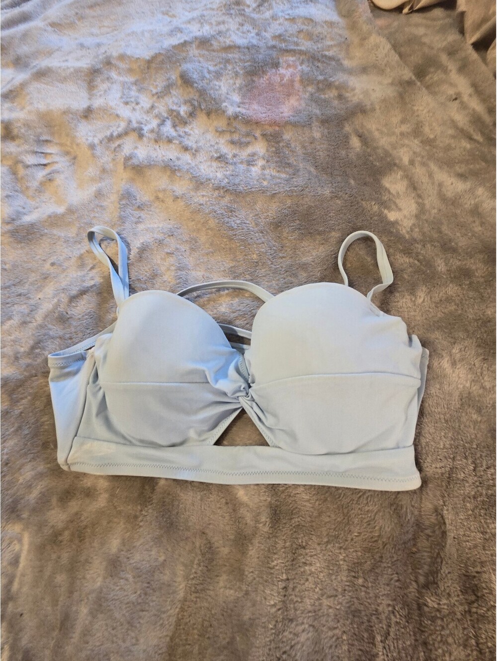 Shade and shore 36c Light Blue Longline Bra with Adjustable Straps